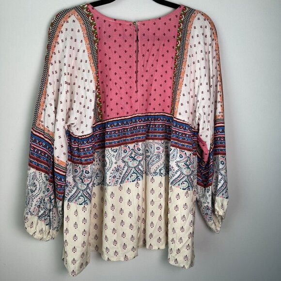 Sundance Tunic Blouse NWOT Poetic Mood Long Sleeve 100% Rayon Made in India Size - Picture 2 of 6